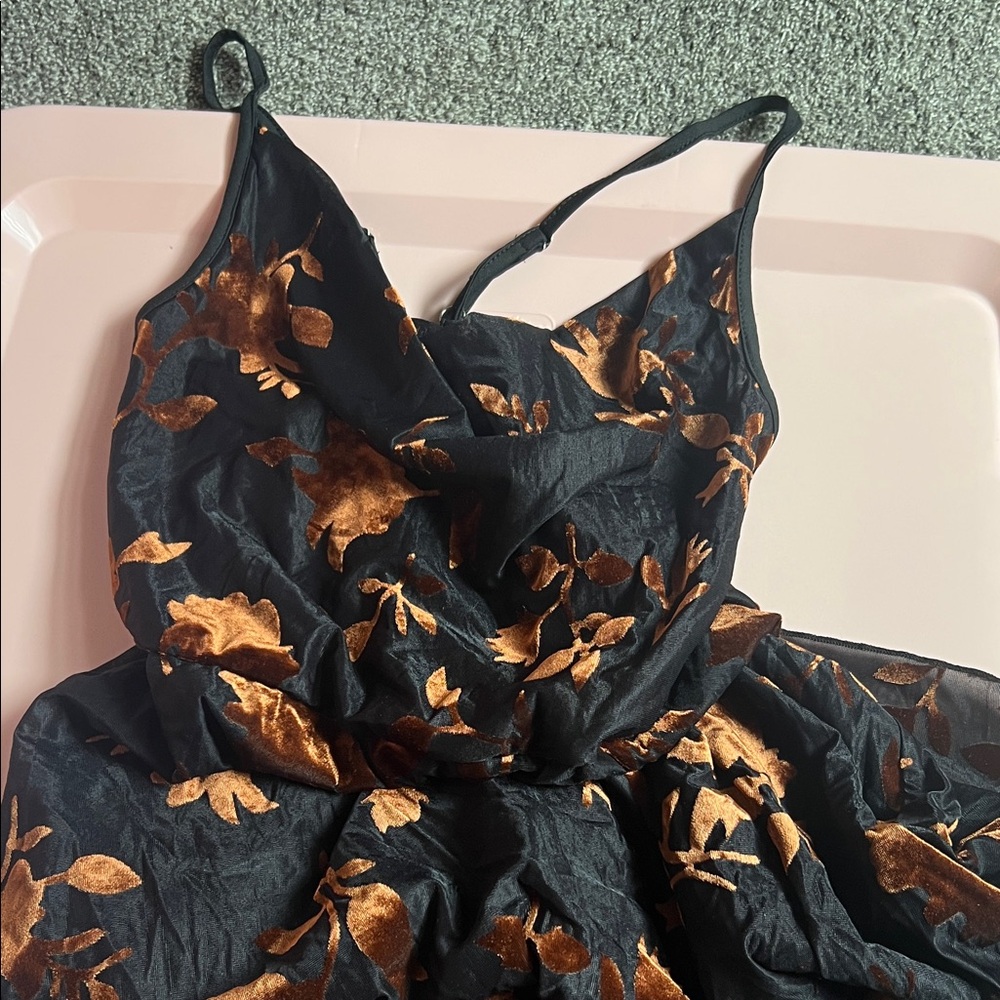 Black Dress with Copper Velvet Floral